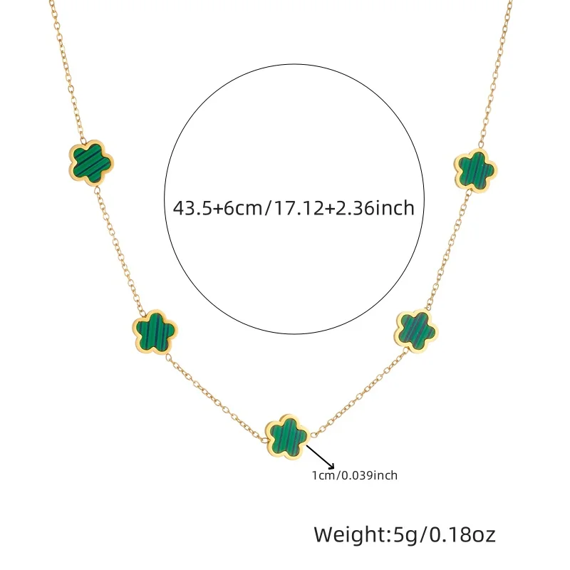 DIEYURO 316L Stainless Steel Colorful Five Leaf Flowers Necklace Bracelet Earrings Suit Womens New Trend Non-fading Jewelry Set