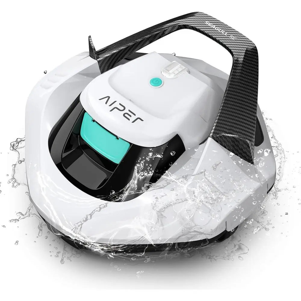 Upgraded Cordless Robotic Pool Cleaner, Above Ground Pool Vacuum with LED Indicator, 100 Mins Battery Life, Self-Parking, Suitab