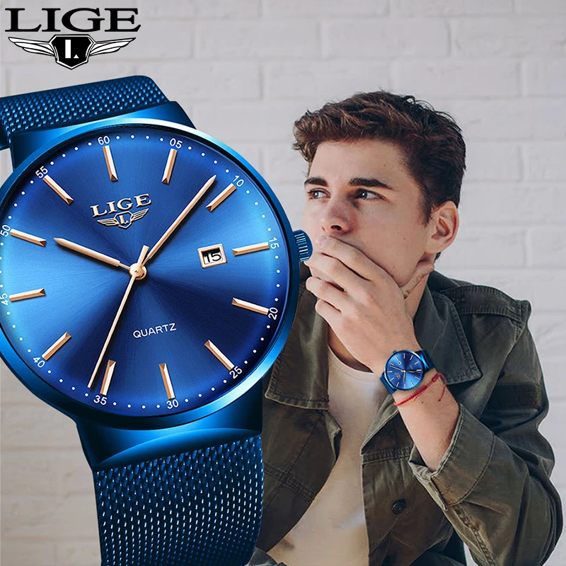 

Men Quartz Watch LIGE Top Brand Luxury Steel Watches for Men Waterproof Date Wristwatch Fashion Business Man Clocks Reloj Hombre