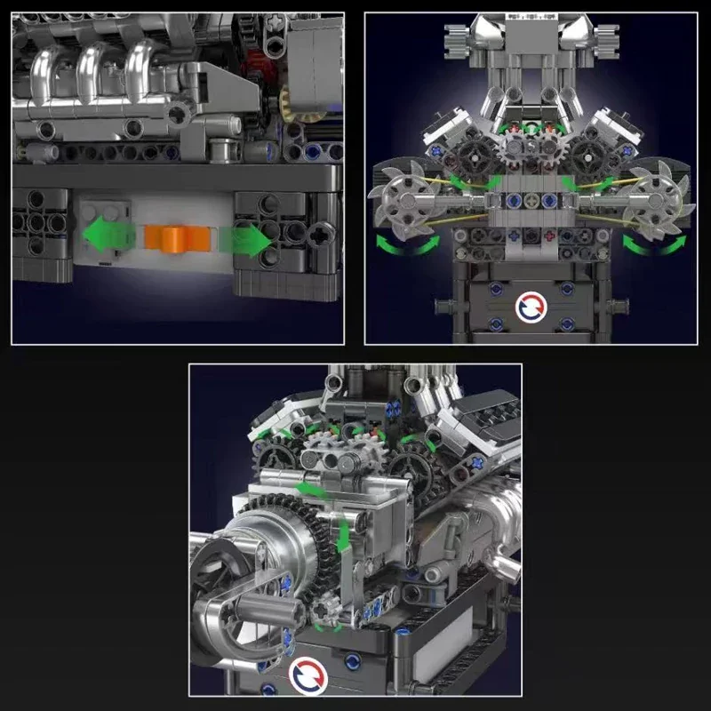 Technical MOC 10206 MCL SuperCar V8 Automobile Engine Car Motor Model 737PCS Building Blocks Brick Puzzle Toys for Kids Gift