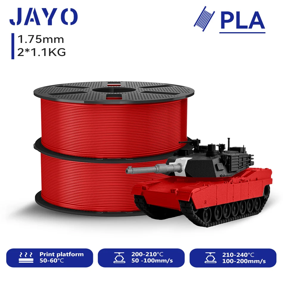 JAYO 2,2 kg 3D-PLA-Druckerfilament 1,75 mm, ungiftig und blasenfrei, PLA-Kunststoff als 3D-Druckfilament für 99 % der 3D-FDM-Drucker und -Stifte