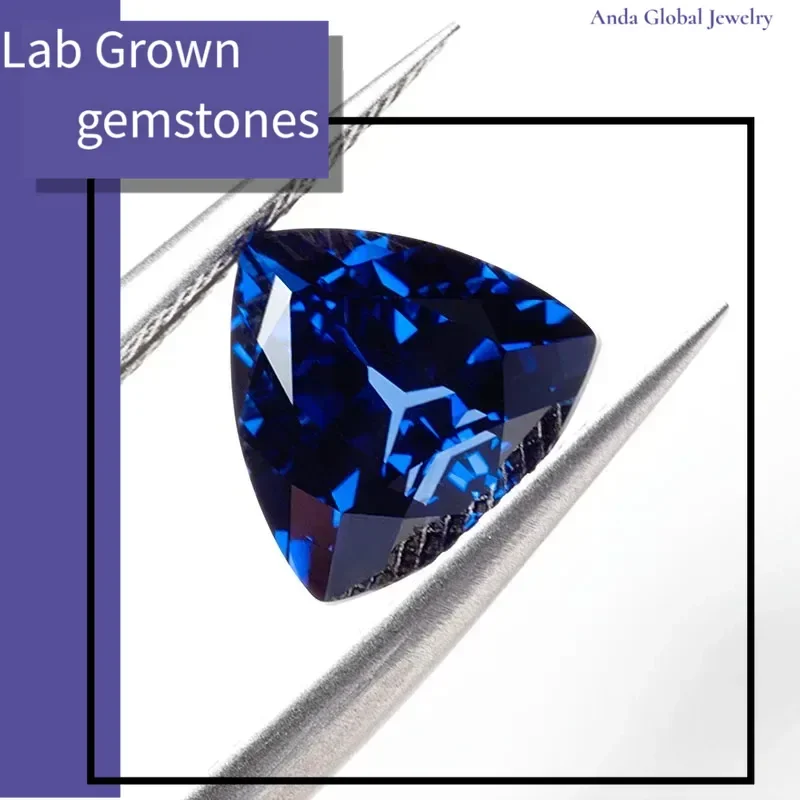 

L-Lab выращенный сапфир королевского синего цвета, огранка триллиона AAA + драгоценные камни в консиле для установки ювелирных изделий и индивидуального дизайна, выбираемый сертификат AGL