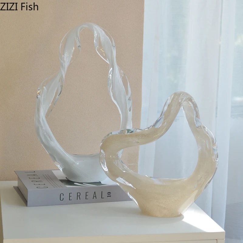 

Fluttering Ribbons Glass Ornaments Modern Handicrafts Desk Decoration Abstract Twisted Ribbon Sculpture Room Aesthetics Decor