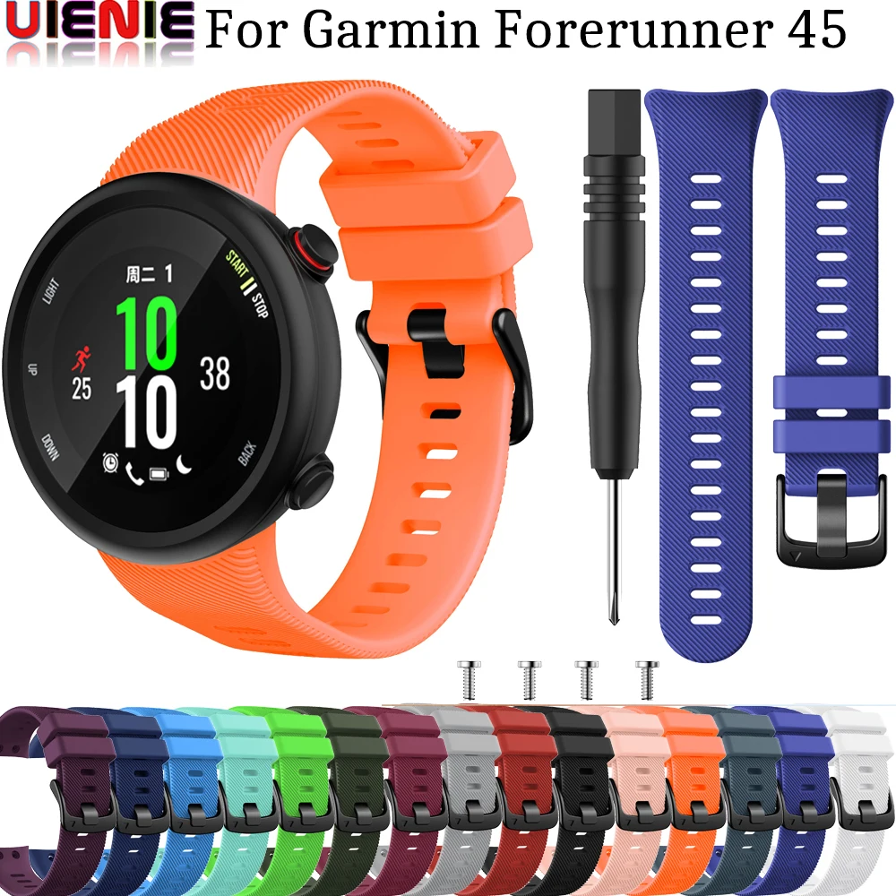 

UIENIE Silicone Watchband For Garmin Forerunner 45 45S Smart Watch Replacement Wristband Correa With Tool Bracelet Accessories