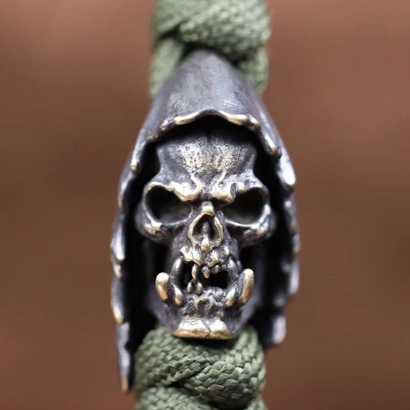 Wander Orcish Skull Head Brass Knife Bead Punk DIY Paracord Bracelet Accessories Outdoor EDC Tool Umbrella Rope Lanyard Pendants