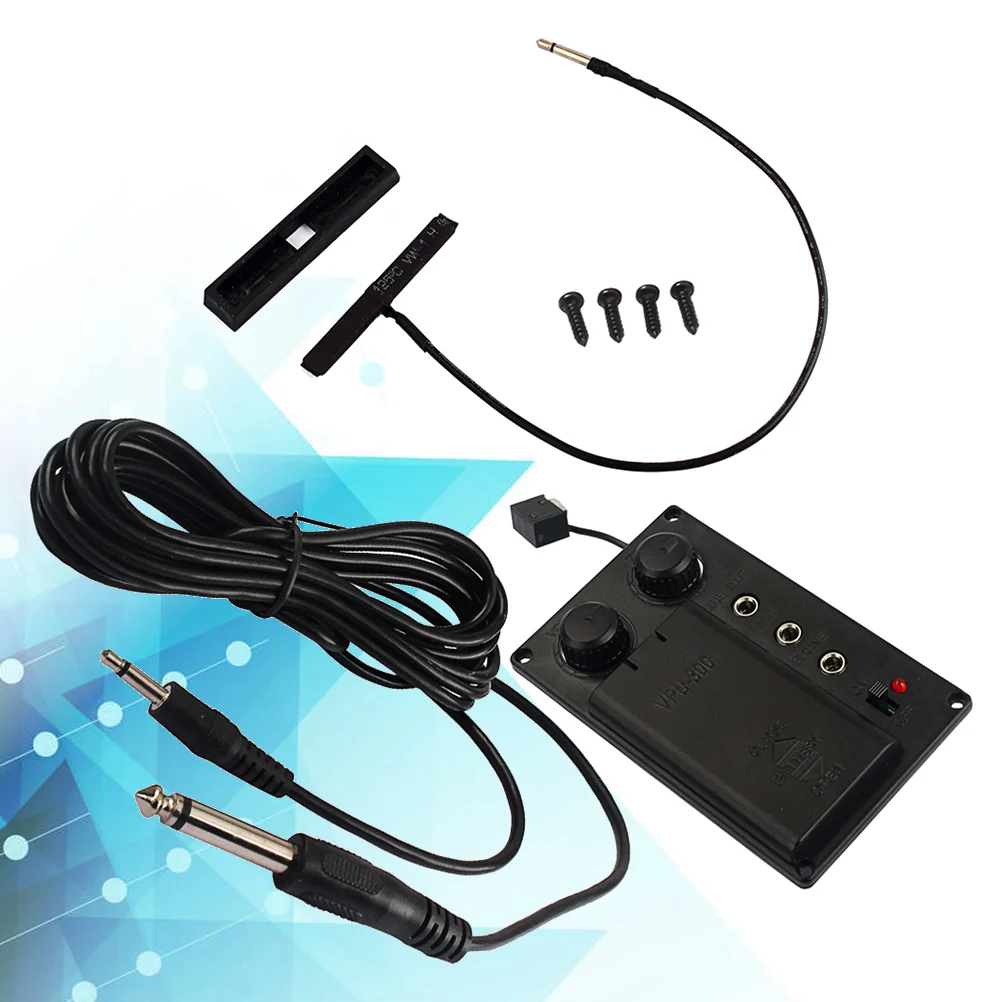 

1 Set Violin Equalizer Mute Preamp Pickup EQ with Piezo Electric Violin Accessory DIY with Plug Hole Output Cable