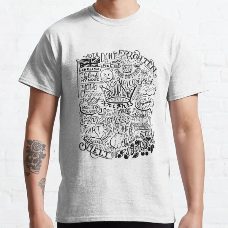 

Funny Monty Python French Castle Insults Humor gift T shirt for men Large size Tops S-6XL 100% cotton printed Clothes