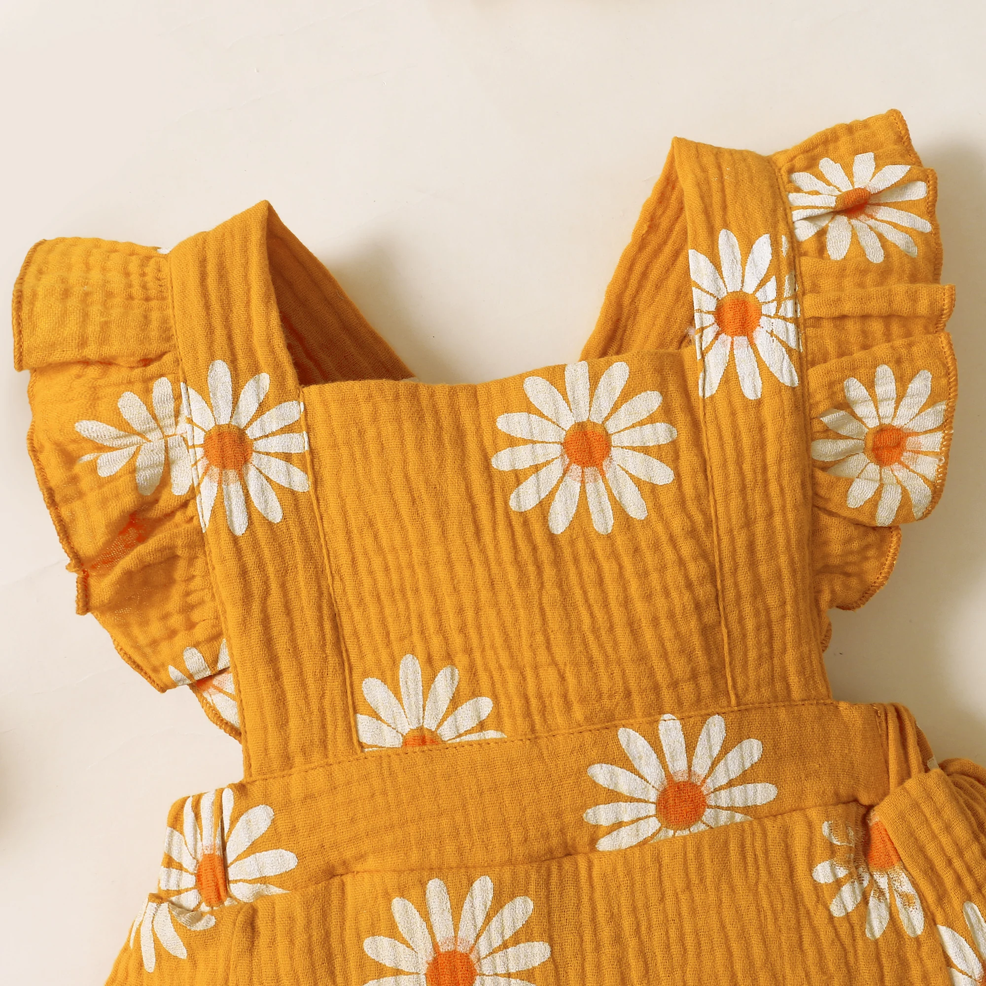 Sommer Neugeborenen 0-18Month Baby Mädchen Strampler Sonnenblumen Druck Ärmellose Nette Kinder Onepiece Overall – Detail 16