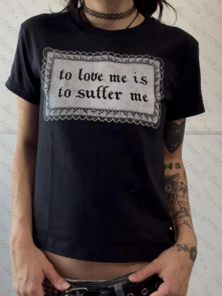 Gothic Harajuku Slim Short Sleeve T-shirt Fashion Summer Fashion Crop Top Streetwear Emo Girl Y2k Style Women's T-shirt Baby Tee view 6