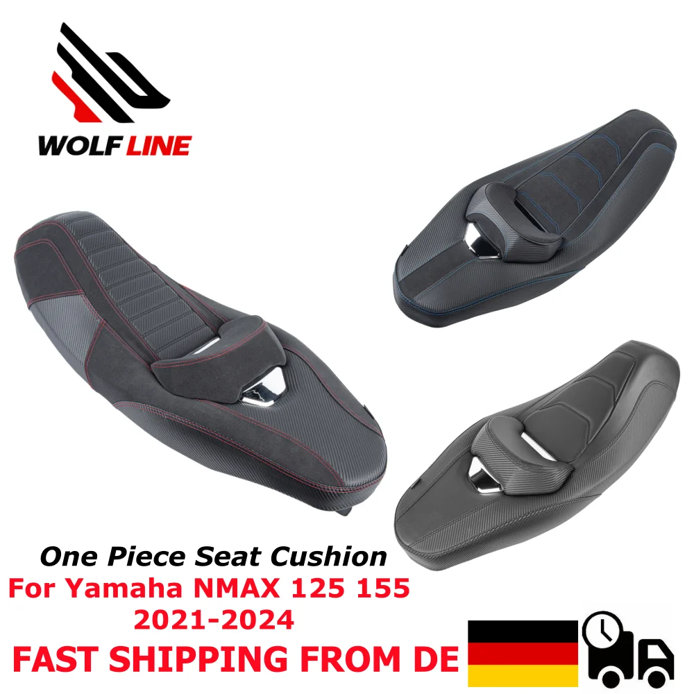WOLFLINE NMAX 155 Einteiliges Sitzkissen für Yamaha NMAX 125 155 Integriertes Sitzkissen Fahrer- und Beifahrersitz Sozius 2021–2024