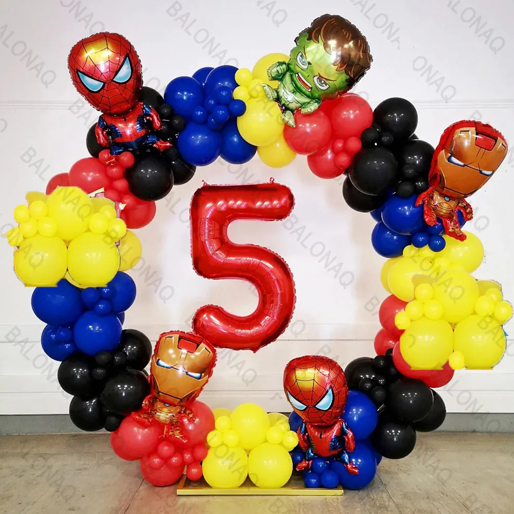 108pcs The Avengers Birthday Party Decoration Arch Garland Kit Spiderman Iron Man Balloon Supplies For Boy Kids Latex Supplies