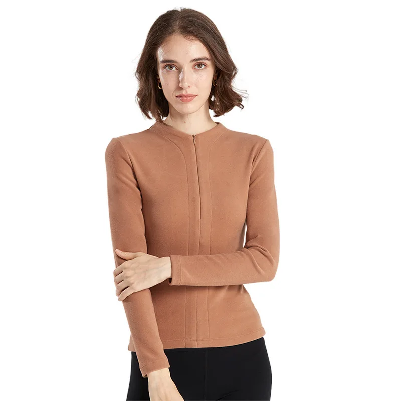 Tesco Half Turtleneck Women Base Layer Shirt Long Sleeve Zip-up Warm Shirt For Winter Wear Slim Fit Thermal Female Tops Clothes