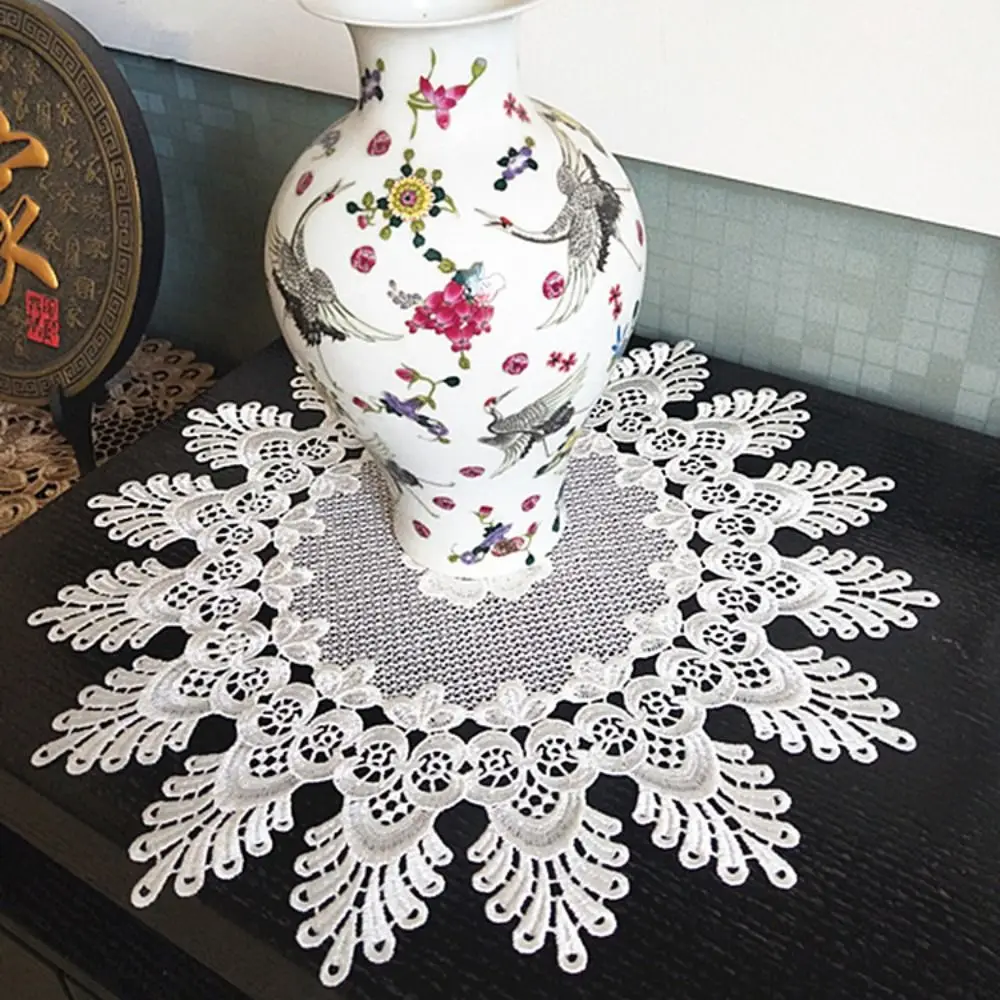 

Round Hollow Lace Coaster Plate Bowl Napkin Insulation Pad Embroidery Flower Placemat Mug Dining Coffee Table Cup Mat Home Decor