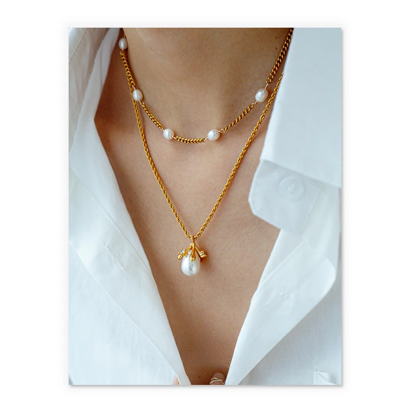 

European and American Internet celebrities fashion versatile ins cold style imitation pearl pendant necklace necklace jewelry