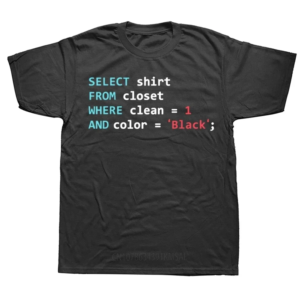 Funny Programmer SQL Geek Database Coding T Shirts Summer Cotton Streetwear Short Sleeve Birthday Gifts T-shirt Mens Clothing