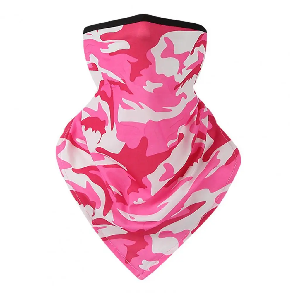 Cycling Face Mask Unisex Triangle Neck Gear Sun Camouflage Print Ear Hanging Rope Triangle Cycling Scarf for Riding