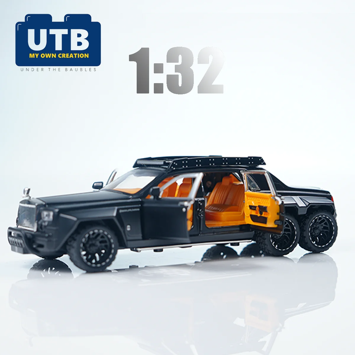 1:32 Six-Wheel Luxury Alloy Car Model (Black/White/Military Green Mixed)! Can Open the Door + Pull Back Sprint, Lighting and Sound Effects Are Full of Atmosphere, the Body Comes with 3 Button Batteries, Play / Collection / All-Round Gift Giving, Must-Have for Car Fans!!!!