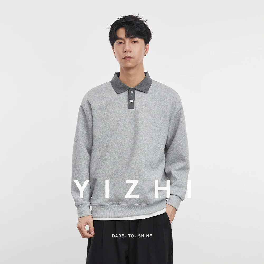 

Fashion Men's Polo Shirt Sweatshirt 2025 Spring and Autumn New Colorblock Lapel Long Sleeve Top Men's Pullover