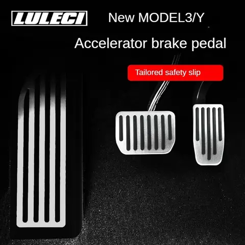 For Tesla Model 3 Y Accelerator Brake Pedal Cover Footrest Set Stainless Steel Non-Slip Sport Style Accessories