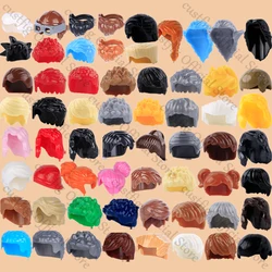 City Figures Hairstyles Head Hair Building Block Soldier Helmet Hat Girl Boy Beard Human Body Parts DIY Accessory Bricks Kid Toy