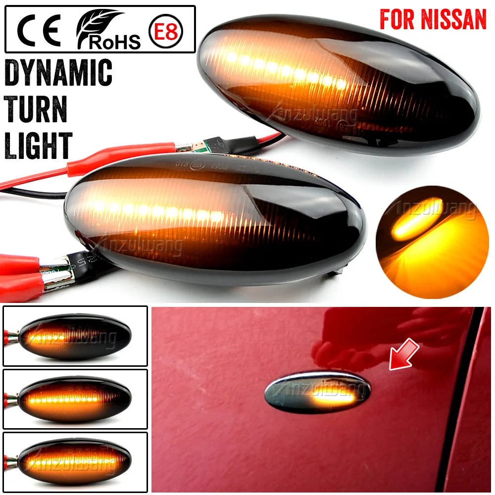 

2x Car Dynamic Blinker LED For Nissan Navara D22 NP300 1998-05 Datsun Frontier Fiera PickUp Terrano Turn Signal Side Light