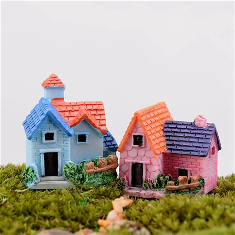 Casa miniatura para Modelo Paisagem, Resina Figurine Ornamento, Jardim Bonsai Cenário, Artesanato Decorativo Toy, Cottage Acessórios, 5pcs