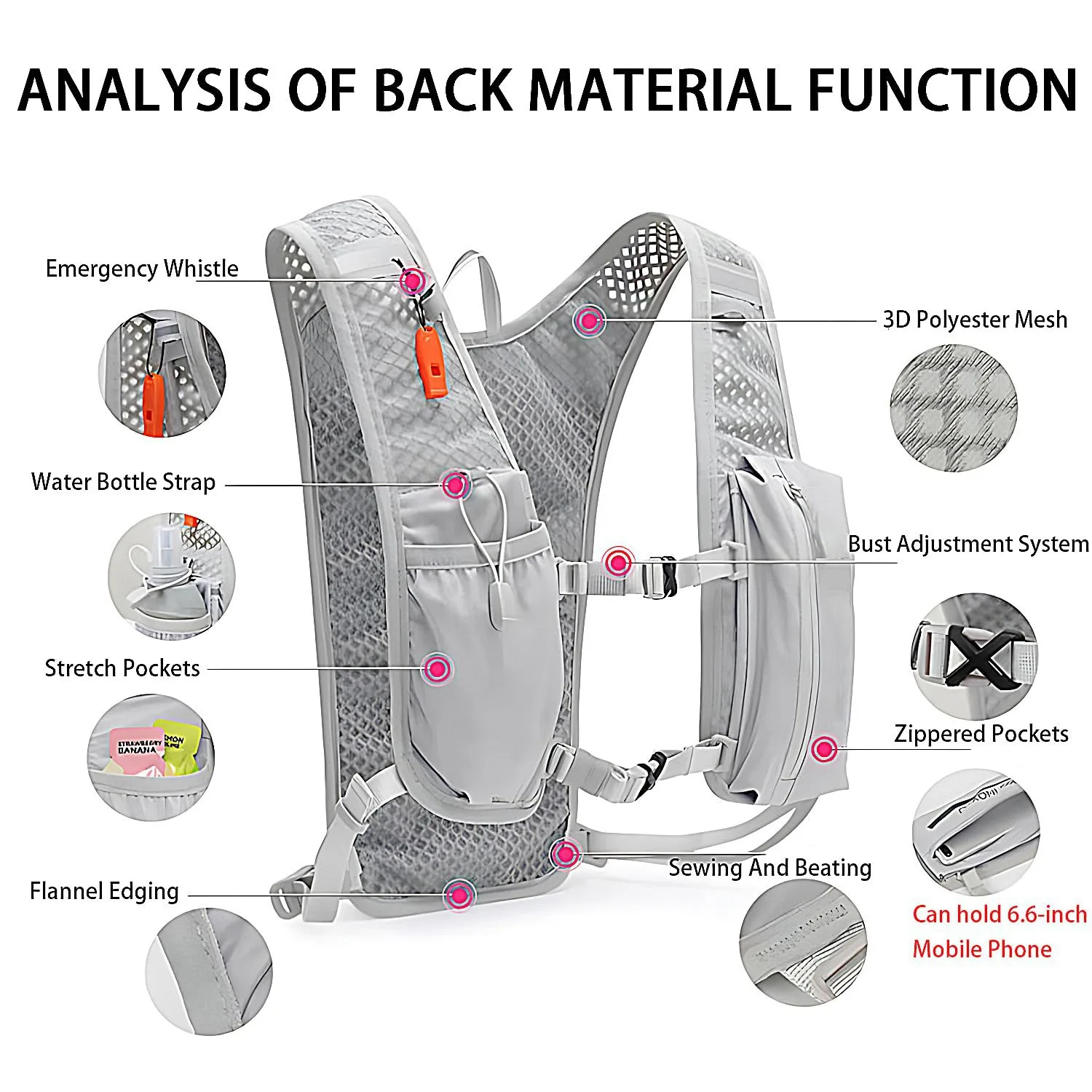 Cycling, Running, Hiking Backpack Breathable Bike Trail Marathon Hydration Pack Sports Vest