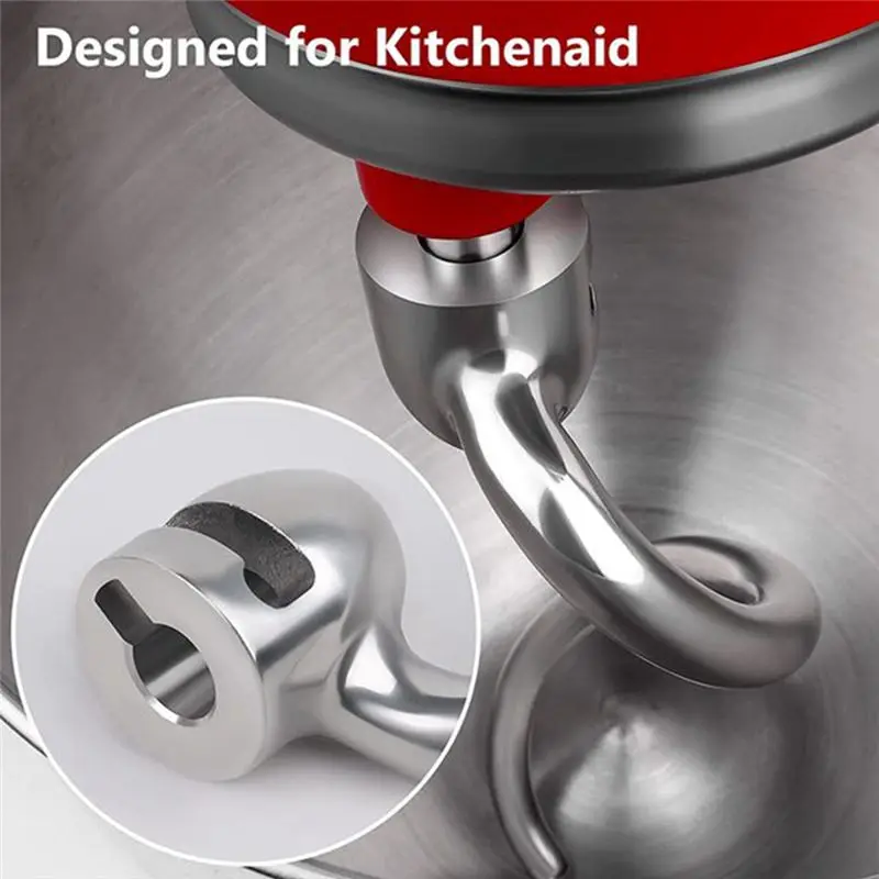 A98E-For Kitchenaid 5QT-6QT Bowl Tilt-Head Stand Mixers Attachment Stainless Steel Flat Beater+ Spiral Dough Hook Durable