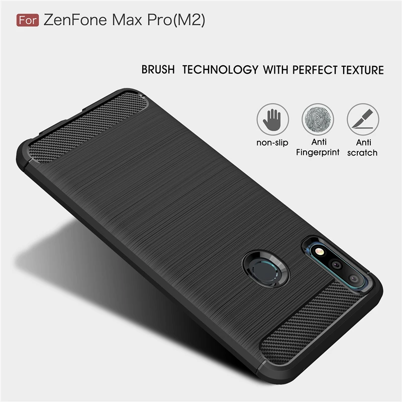 ASUS Zenfone Max Pro M2 Case ZB631KL Firm Rubber Bumper Carbon Fiber Case For Cover Asus Zenfone Max Pro M2 ZB631KL Luxury Case