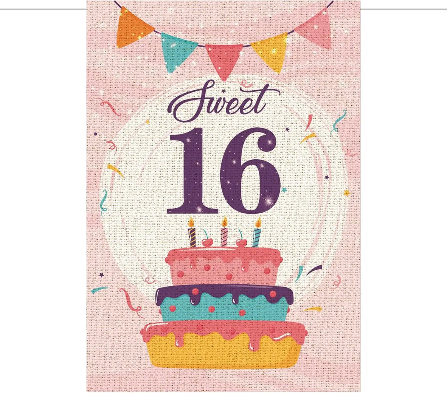 Maicaiffe Sweet 16 Garden Flag Double Sided, Girls 16th Birthday Yard Lawn Sign, 16th Anniversary Party Garden Home Indoor Outdo