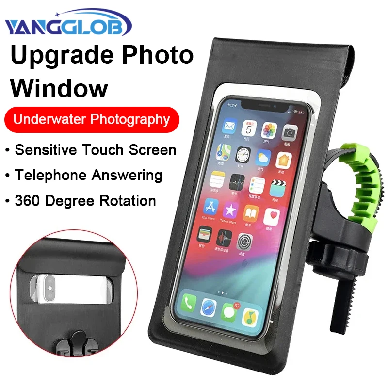 

Bicycle Motorcycle Holder Waterproof TPU Touch Screen Cell Phone Rental Handle Installation for 6.5 inch Smartphone Bike Mount