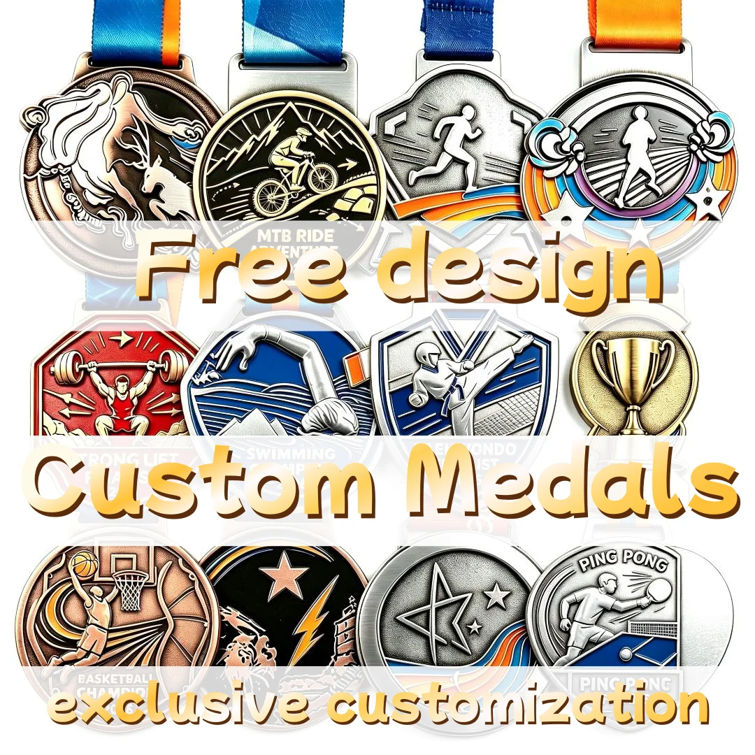 Custom Medals and Trophy Custom Metal Medal Cycling Basketball Taekwondo Swim Pingpong Sports Competition Medal Awards