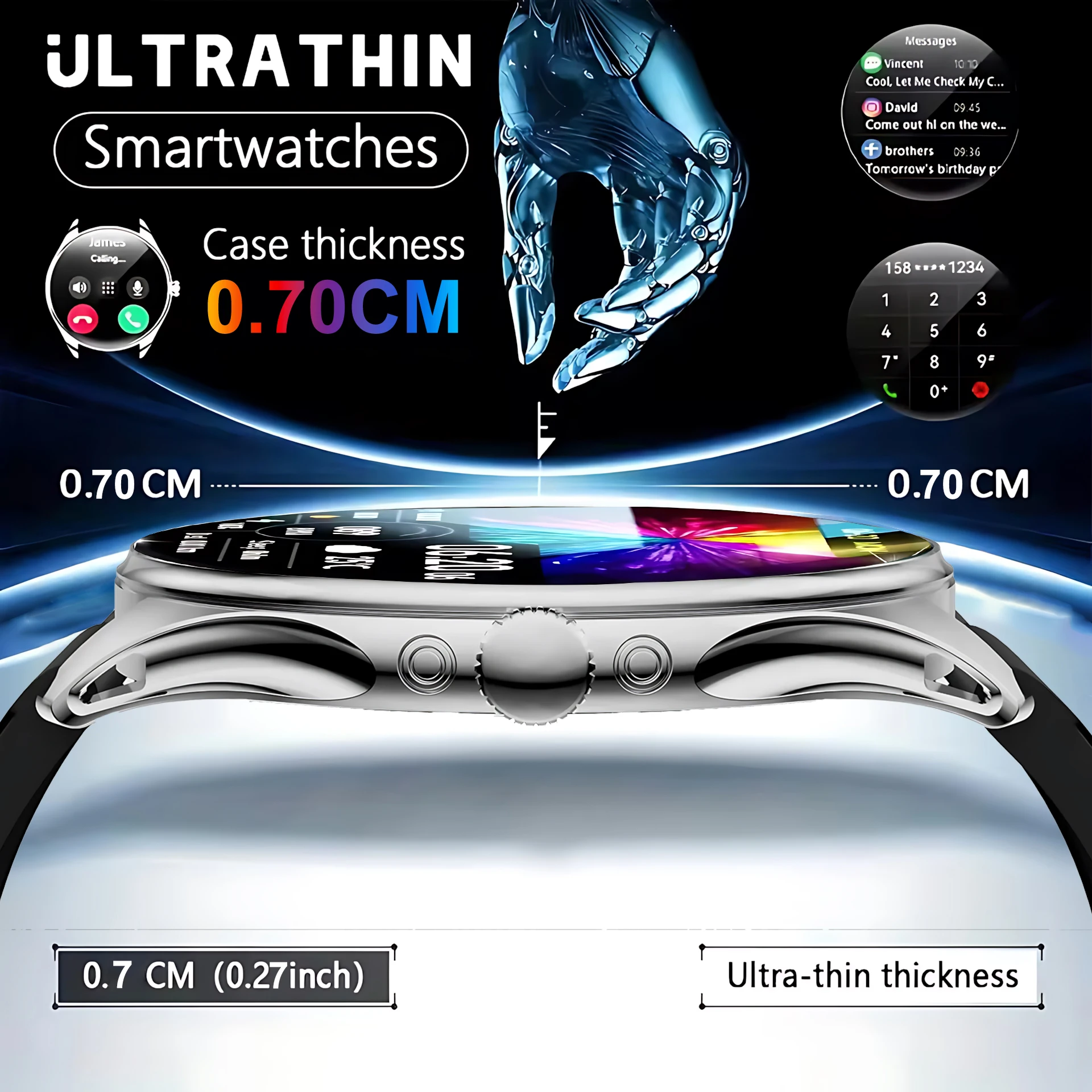 

Ultra-thin 7MM Smart Watch AMOLED Screen Bluetooth Call Smartwatch Women Health Monitor Music Sports Smart Watch Men Waterproof