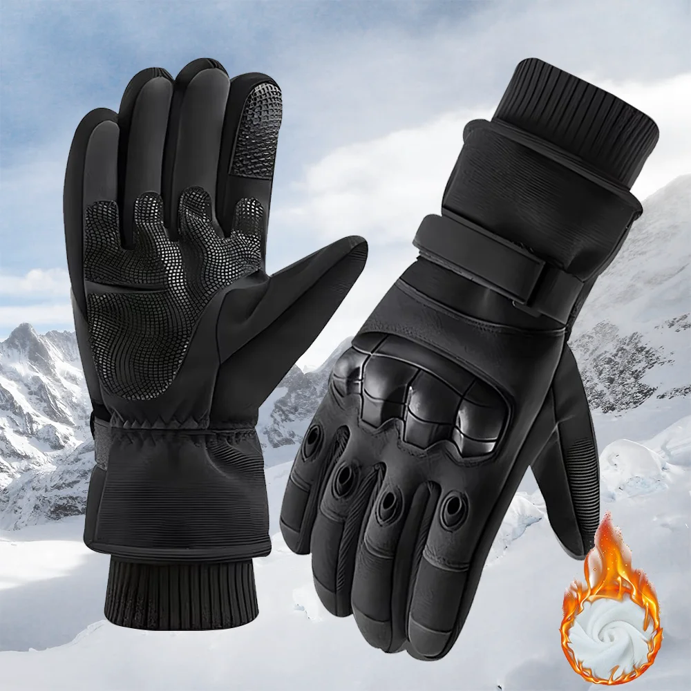 Outdoor Winter Warm Motorcycle Gloves Touch Screen Thermal Tactical Military Combat Full Finger Gloves Men Hunting Protective