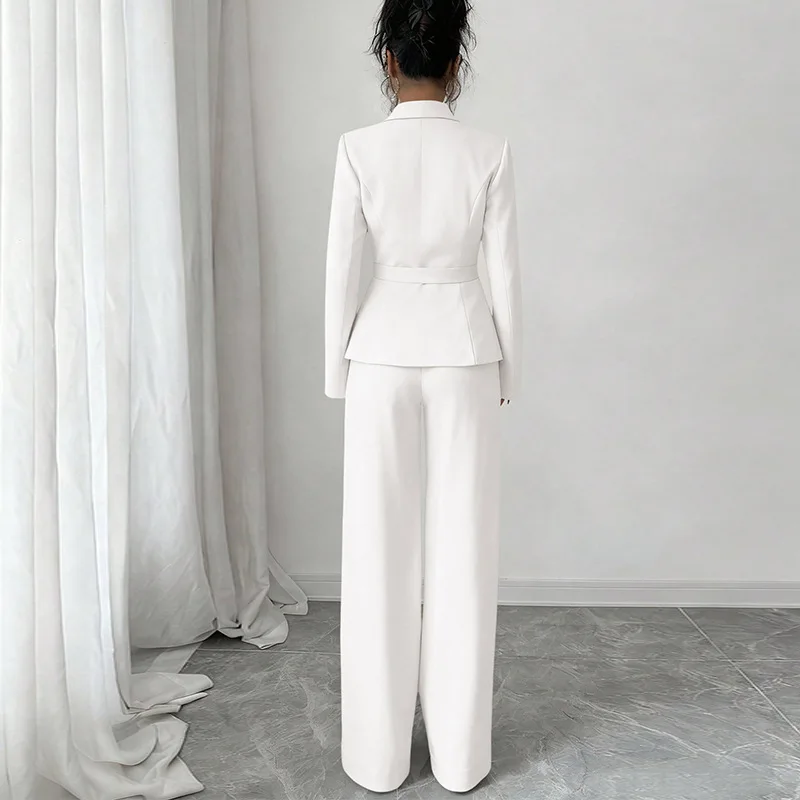 2026 Roupa de estilo europeu e americano primavera para mulheres: jaqueta e calças compridas casuais conjunto de duas peças