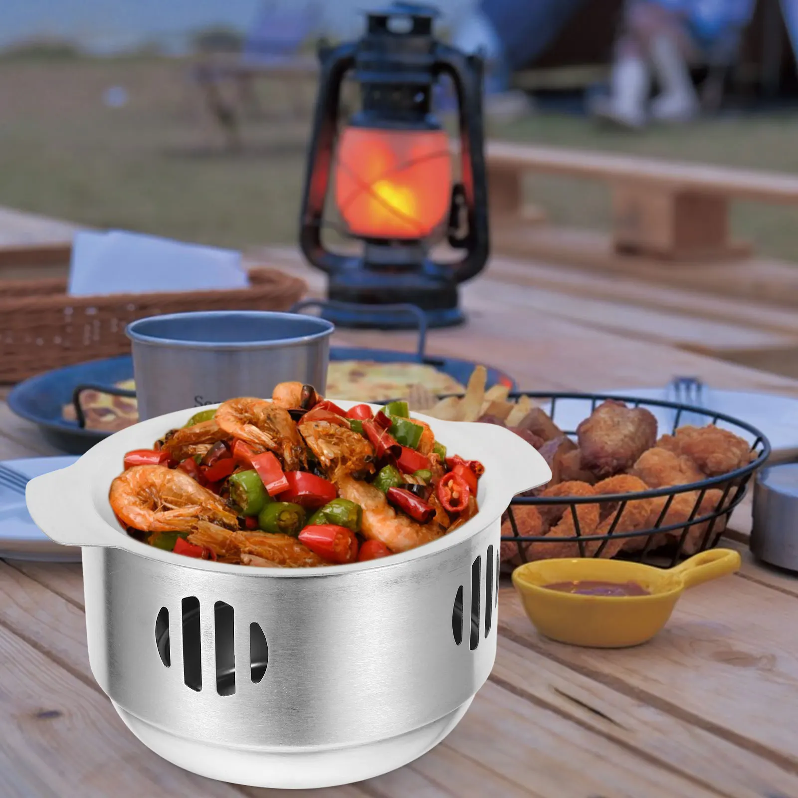 

1 set 1 Set Stainless Steel Stockpot Kitchen Cooking Pot With Stove Seafood Beef Frying Pan Large Lightweight Non-Stick Outdoor