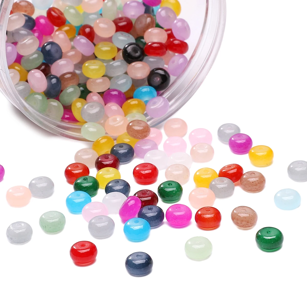 8x5mm 25Pcs Glass Imitation Jade Straight Hole Abacus Beads, Unique Scattered Beads, Handmade DIY Jewelry Bracelets, Earrings, A