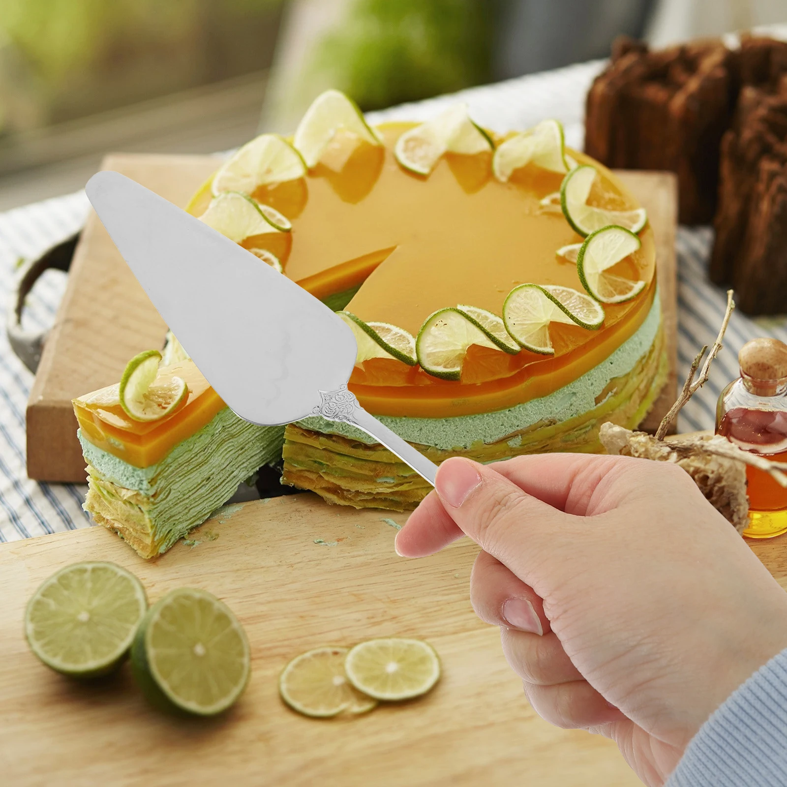 

2pcs Stainless Steel Cake Spatula Set Wedding Cake Cutting Tool Baking Accessories for Cream Cheese Butter Pastry Rust