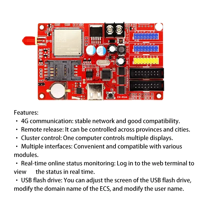 Air China 4GM4G04G54G8 cloud cluster GPRS remote 4G control card single and dual full-color LED display