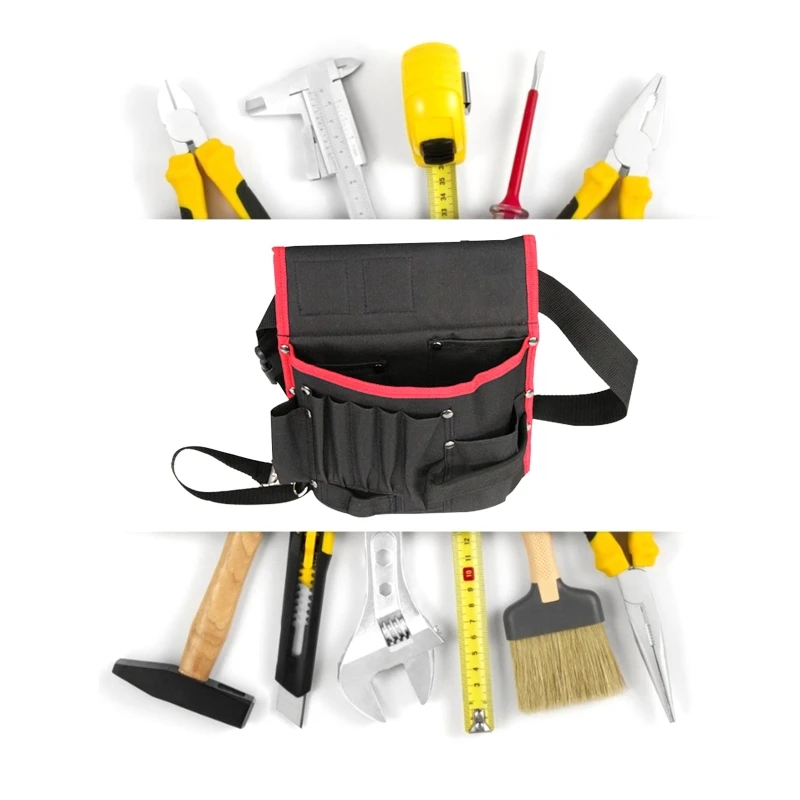 Wrapping Tool Pouch with Belt Waist Oxford Small Tool Organizer Tool Bag Utility Gadget Tool Holder with Multi Pockets