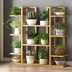 9 Tier Bamboo Plant Stand Corner Shelf Garden Display Unit Indoor Outdoor Flower Pot Rack Plant Storage Stand