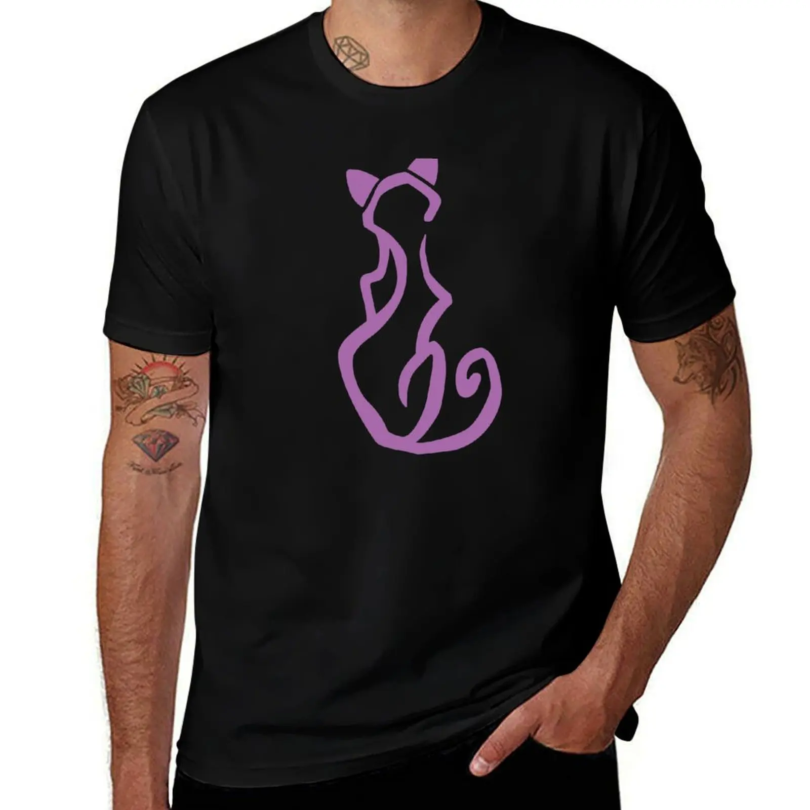 Cat Glyph (purple) T-Shirt Street Style Casual Tee Shirt