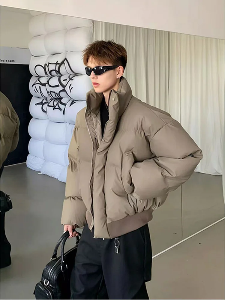 

Мужская зимняя утепленная куртка-пуховик Browan из искусственной кожи с воротником-стойкой, коричневая