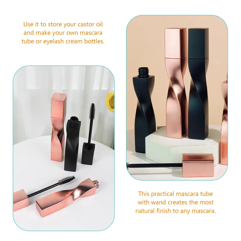 4Pcs Empty Mascara Tube and Wand Refillable Eyelash Brush Bottle for Castor Oil Serum Travel Friendly Lash Container Gift