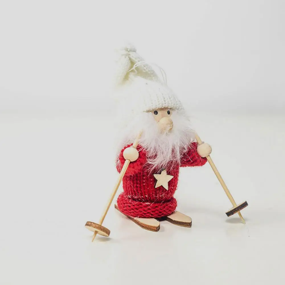 Xmas Themed Doll Decoration Handmade Knitted Ski Girl Doll Festive Xmas Tree Hanging Gnome Ornament for Christmas Party Holiday