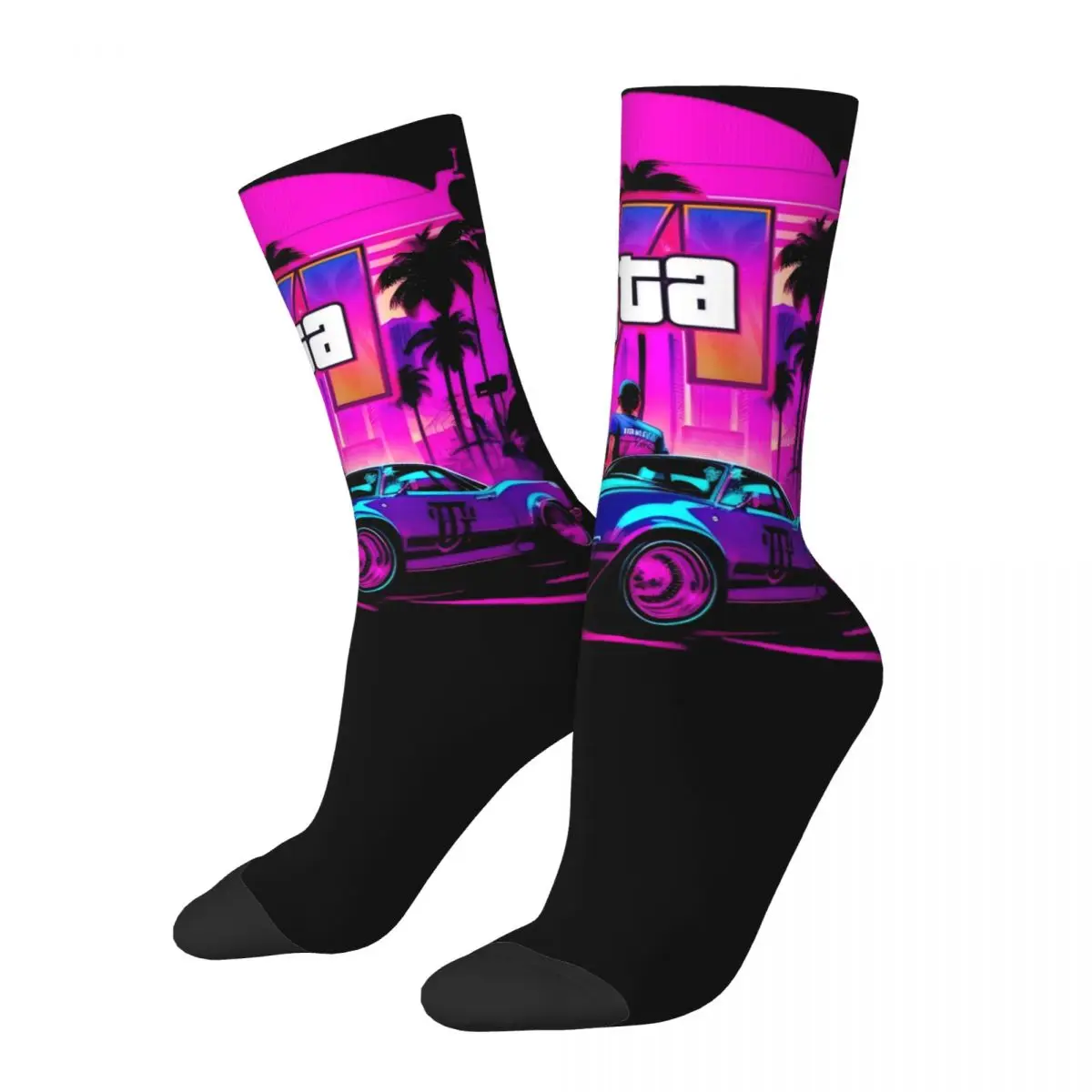 GTA 6 Jason And Lucia Merch Men Women Socks Non-slip New Game Sport Middle Length Socks Super Soft Gift Idea