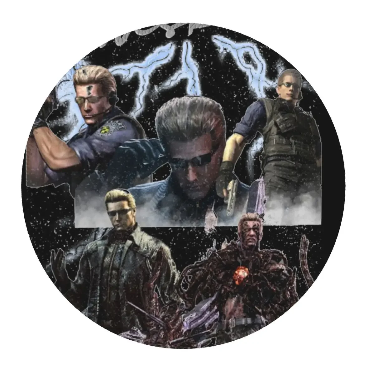 Albert Wesker Collage Round Mouse Pad Computer Keyboard Mouse Mat Gaming PC Desk Mat Office Table Mats