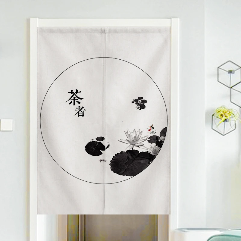 Chinese Zen Style Door Curtain Tea Houses Private Room Partition Curtain Tea Room Doorway Curtain Noren