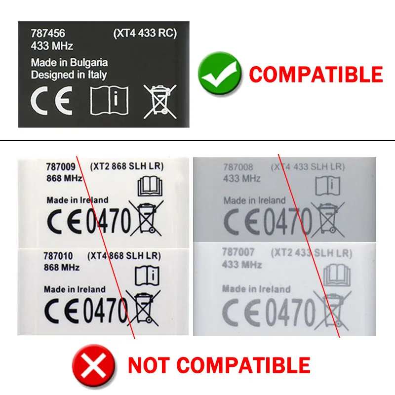 Imagem -02 - para Xt4 433 rc 787452 Abridor de Porta de Garagem 433mhz Código de Rolamento Compatível com Xt4 433 rc 787456 Portão Controle Remoto