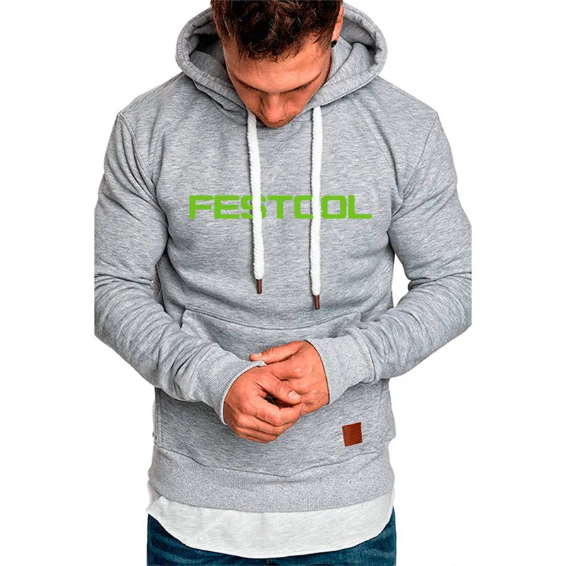 Men's Hoodie Sweatshirt Festool tools print Casual Streetwear Comfortable Cotton Pullover Top for Youth